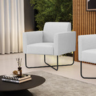 Poltrona Base X Industrial Preto Marisa Linho Cinza A05