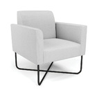 Poltrona Base X Industrial Preto Marisa Linho Cinza A05