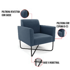 Poltrona Base X Industrial Preto Marisa Suede Azul Marinho