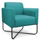 Poltrona Base X Industrial Preto Marisa Suede Azul Turquesa D