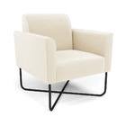 Poltrona Base X Industrial Preto Marisa Veludo Bege