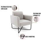 Poltrona Base X Industrial Preto Marisa Veludo Cinza