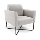 Poltrona Base X Industrial Preto Marisa Veludo Cinza