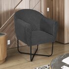 Poltrona Base X Linho Herrera Cinza Escuro