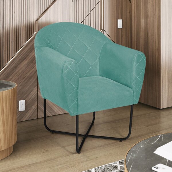 Poltrona Base X Suede Herrera Azul Tiffany