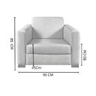 Poltrona Basic Linho Cinza Com Pés Madeira