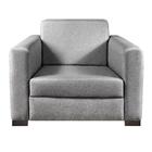 Poltrona Basic Linho Cinza Com Pés Madeira