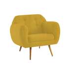Poltrona Beatle Pé Palito Linho Amarelo