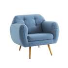 Poltrona Beatle Pé Palito Linho Azul Jeans