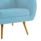 Poltrona Beatle Pé Palito Linho Azul Turquesa