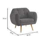 Poltrona Beatle Pé Palito Linho Cinza