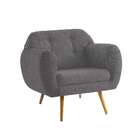 Poltrona Beatle Pé Palito Linho Cinza