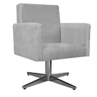 Poltrona Beatriz Base Giratória De Metal Suede Cinza - Amaren