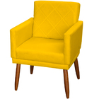Poltrona Beatriz Com Base Suede Amarelo Pé Palito 30cm Castan