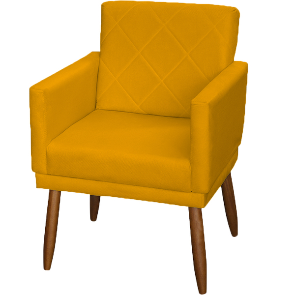 Poltrona Beatriz Com Base Suede Mostarda Pé Palito 30cm Casta