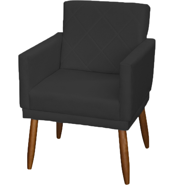 Poltrona Beatriz Com Base Suede Preto Pé Palito 30cm Castanho