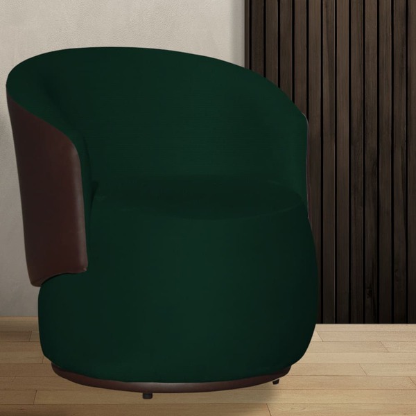 Poltrona Beatriz Com Composê Corino Marrom Suede Verde - Vall