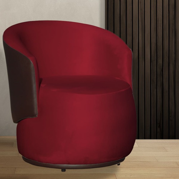 Poltrona Beatriz Veludo Vermelho Com Composê Marrom - Vallisa