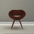 Poltrona Beijo Marrom Cadeira Decorativa Com Base Fixa De Mad