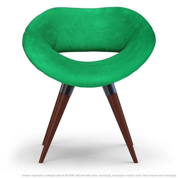 Poltrona Beijo Verde Cadeira Decorativa Com Base Fixa De Made