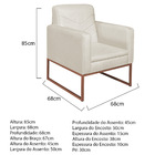 Poltrona Bella Base De Ferro Bronze Linho  - Amarena Móveis -