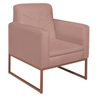 Poltrona Bella Base De Ferro Bronze Linho  - Amarena Móveis -