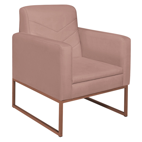 Poltrona Bella Base De Ferro Bronze Linho  - Amarena Móveis -