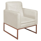 Poltrona Bella Base De Ferro Bronze Linho - Doce Sonho Móveis