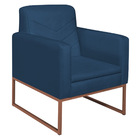 Poltrona Bella Base De Ferro Bronze Suede Azul Marinho - Amar