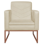 Poltrona Bella Base De Ferro Bronze Suede Bege - Amarena Móve