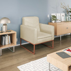 Poltrona Bella Base De Ferro Bronze Suede Bege - Amarena Móve