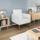 Poltrona Bella Base De Ferro Bronze Suede Branco - Amarena Mó