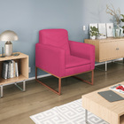 Poltrona Bella Base De Ferro Bronze Suede Pink - Amarena Móve