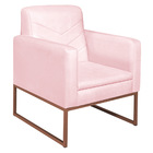 Poltrona Bella Base De Ferro Bronze Suede Rosa Bebê - Amarena