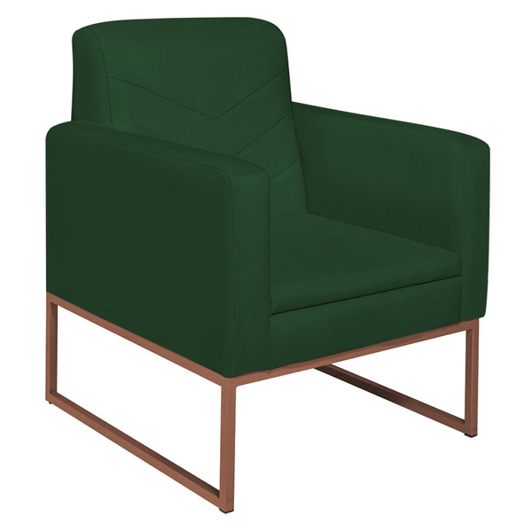 Poltrona Bella Base De Ferro Bronze Suede Verde - Amarena Móv