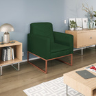 Poltrona Bella Base De Ferro Bronze Suede Verde - Amarena Móv