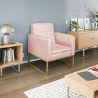 Poltrona Bella Base De Ferro Dourada Corano - Doce Sonho Móve