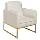 Poltrona Bella Base De Ferro Dourada Linho - Doce Sonho Móvei