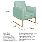 Poltrona Bella Base De Ferro Dourada Suede - Amarena Móveis -