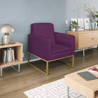 Poltrona Bella Base De Ferro Dourada Suede - Amarena Móveis -