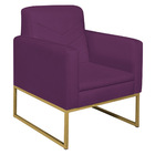 Poltrona Bella Base De Ferro Dourada Suede - Amarena Móveis -