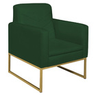 Poltrona Bella Base De Ferro Dourada Suede - Amarena Móveis -