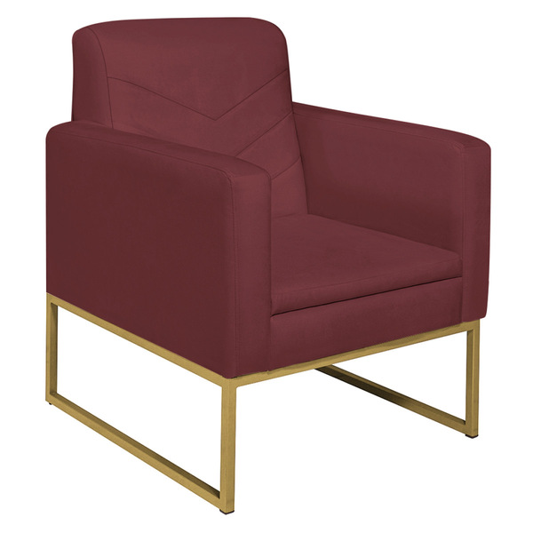 Poltrona Bella Base De Ferro Dourada Suede - Doce Sonho Móvei