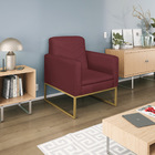 Poltrona Bella Base De Ferro Dourada Suede - Doce Sonho Móvei