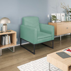 Poltrona Bella Base De Ferro Preta Linho - Amarena Móveis - A