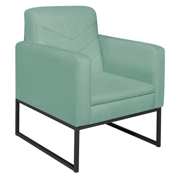 Poltrona Bella Base De Ferro Preta Linho - Amarena Móveis - A