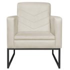 Poltrona Bella Base De Ferro Preta Linho - Doce Sonho Móveis