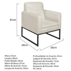 Poltrona Bella Base De Ferro Preta Linho - Doce Sonho Móveis