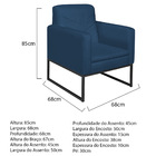 Poltrona Bella Base De Ferro Preta Suede Azul Marinho - Amare