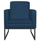 Poltrona Bella Base De Ferro Preta Suede Azul Marinho - Amare